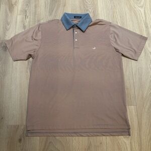 Southern Tide Shirt Men Large Performance Striped Polo Blue Orange Golf